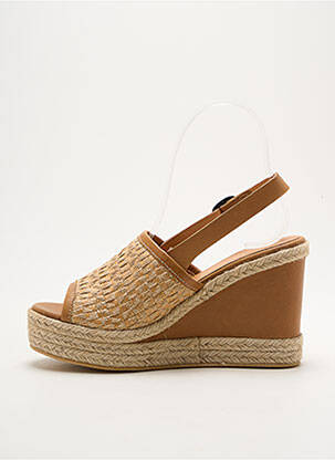 Espadrilles tissage satiné talon de 7 à 9cm marron MINKA DESIGN femme