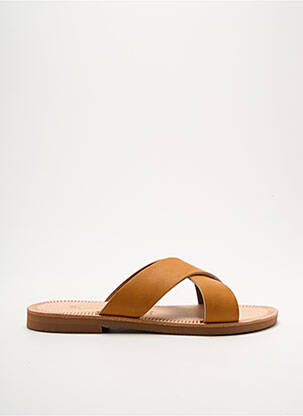 Mules/sabots matière lisse talon plat jusqu'à 3cm marron LES SPARTIATES PHOCEENNES femme