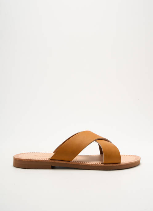 Mules/sabots matière lisse talon plat jusqu'à 3cm marron LES SPARTIATES PHOCEENNES femme