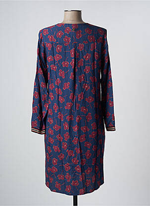 Robe mi-longue imprimé fleurs manches longues bleu LE PETIT BAIGNEUR femme