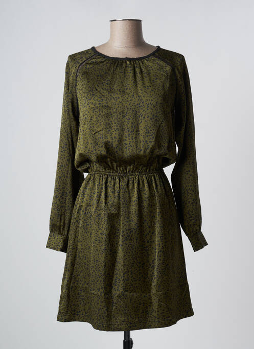 Robe mi-longue manches longues manches longues vert FREEMAN T.PORTER femme