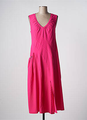 Robe longue coupe évasée sans manche rose MC PLANET femme