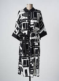 Robe mi-longue coupe fluide manches 3/4 noir FRACOMINA femme