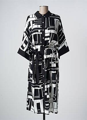Robe mi-longue coupe fluide manches 3/4 noir FRACOMINA femme