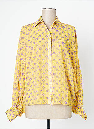 Chemisier imprimé fleurs manches longues jaune FRACOMINA femme