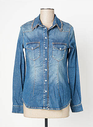 Chemisier coupe cintrée manches longues bleu FRACOMINA femme