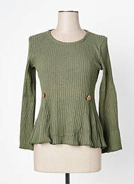 Pull coupe cintrée manches longues vert LO! LES FILLES femme