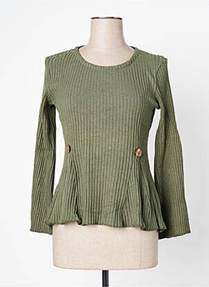 Pull coupe cintrée manches longues vert LO! LES FILLES femme