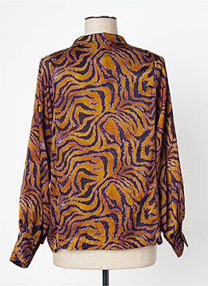 Blouse poignets boutonnés avec fente manches longues jaune LAUREN VIDAL femme