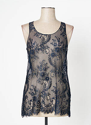 Top coupe fluide sans manche bleu LAUREN VIDAL femme