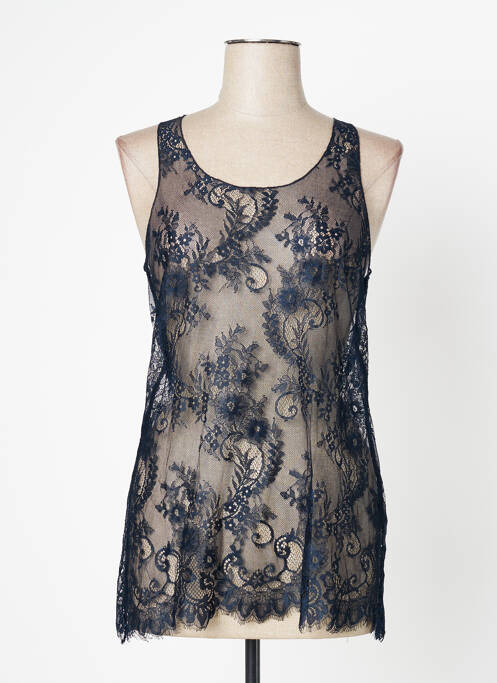 Top coupe fluide sans manche bleu LAUREN VIDAL femme