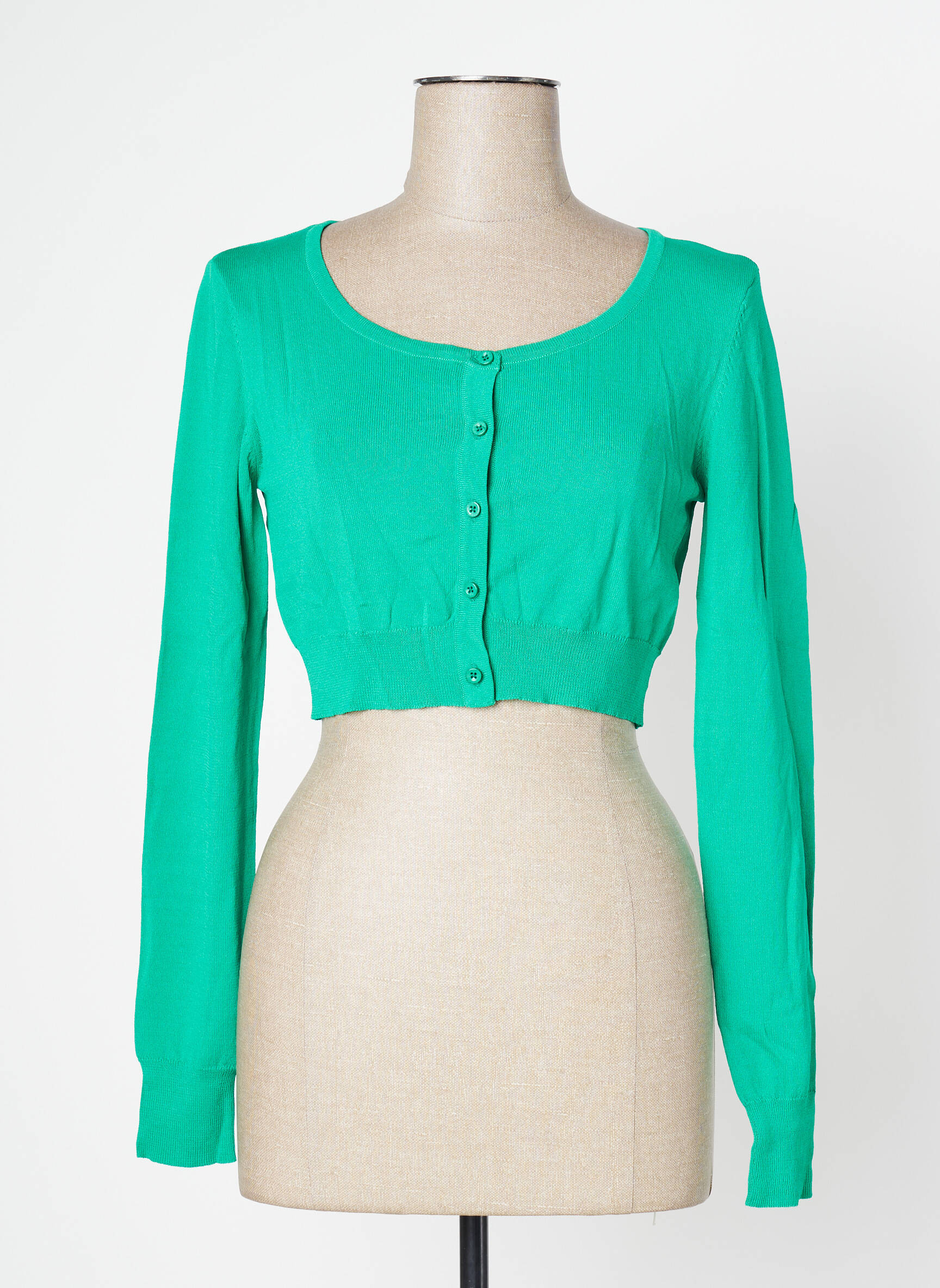 Gilet manches longues col rond vert FRACOMINA femme