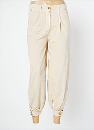 Pantalon 7/8 taille haute taille haute beige FRACOMINA femme