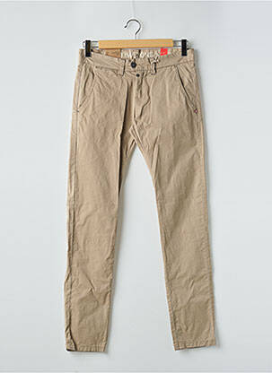 Pantalon chino tissage popeline taille normale beige TIMEZONE femme