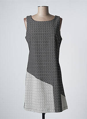 Robe mi-longue imprimé fantaisie sans manche noir ME-PARIS femme