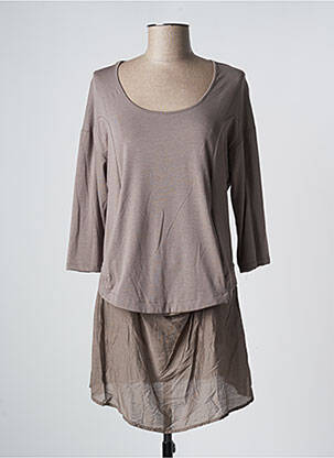 Tunique manches longues col rond marron DECA femme