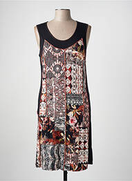 Robe mi-longue imprimé fantaisie sans manche noir GUY DUBOUIS femme
