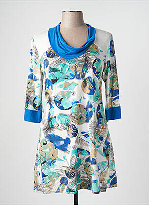 Robe courte manches 3/4 manches 3/4 bleu QUINZE HEURES TRENTE femme