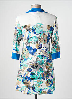 Robe courte manches 3/4 manches 3/4 bleu QUINZE HEURES TRENTE femme