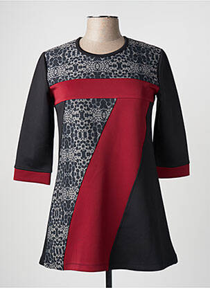 Tunique manches longues col rond rouge DOUBLE JEU femme