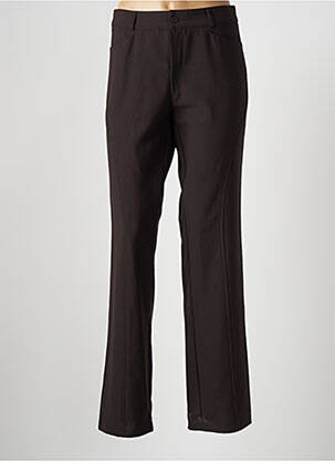 Pantalon droit tissage popeline taille haute marron MOI CANI femme