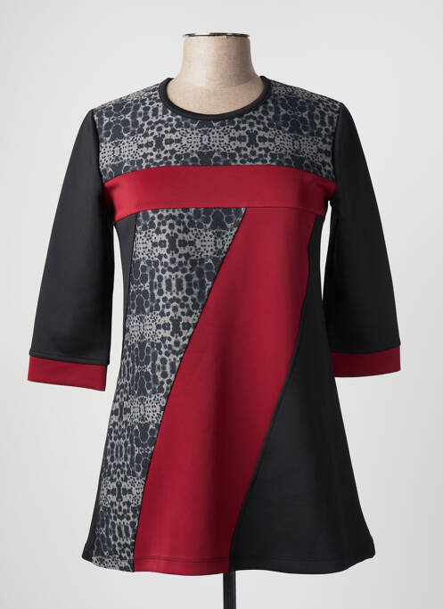 Tunique manches longues col rond rouge DOUBLE JEU femme