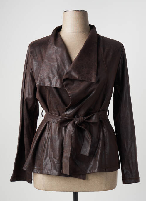 Veste simili cuir marron FRED SABATIER pour femme