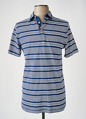 Polo imprimé rayures manches courtes bleu DAMART homme