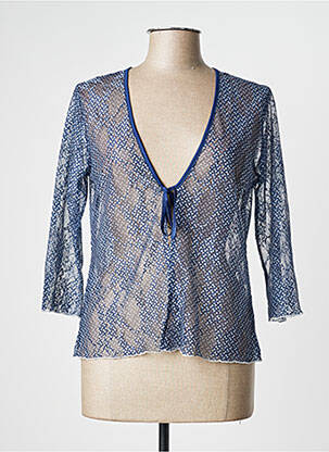 Gilet manches longues manches 3/4 bleu TELMAIL femme