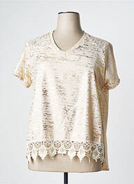 T-shirt col v manches courtes beige CARLA GIANNINI femme