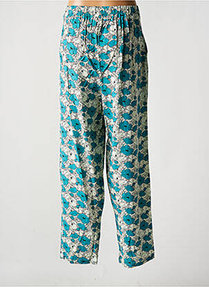 Pantalon droit tissage popeline taille haute bleu MD'M femme