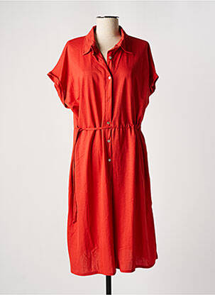 Robe mi-longue tissage crêpe manches courtes orange WNT COLLECTION femme
