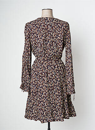 Robe mi-longue imprimé fleurs manches longues bleu C'EST BEAU LA VIE femme