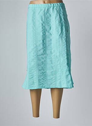 Jupe mi-longue coupe droite bleu GUY DUBOUIS femme