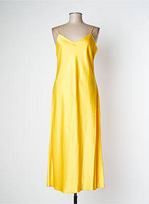 Robe mi-longue col v fines bretelles jaune RALPH LAUREN femme