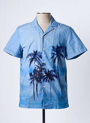 Chemise manches courtes imprimé fantaisie bleu FACONNABLE homme