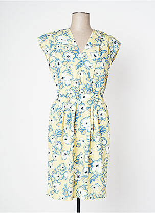 Robe mi-longue jaune ICHI femme