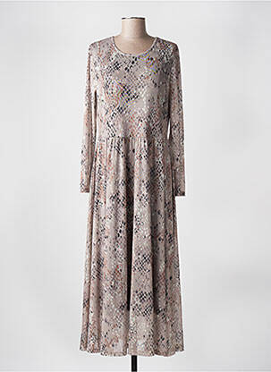 Robe longue manches longues manches longues beige BROADWAY femme