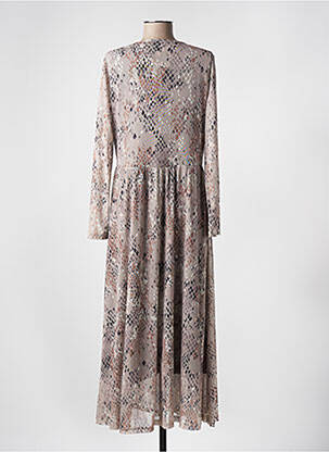 Robe longue manches longues manches longues beige BROADWAY femme