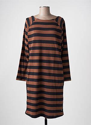 Robe mi-longue manches longues manches longues marron BROADWAY femme