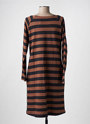 Robe mi-longue manches longues manches longues marron BROADWAY femme