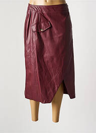Jupe mi-longue coupe droite rouge SYMBIOSE femme