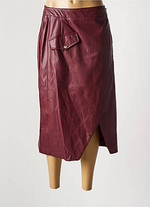 Jupe mi-longue coupe droite rouge SYMBIOSE femme