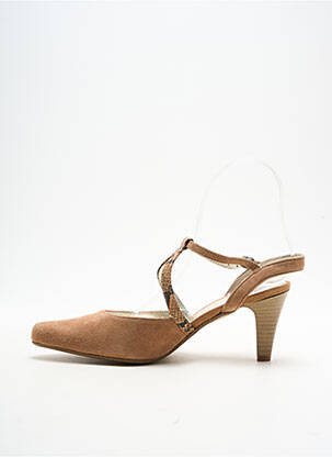 Sandales/nu pieds tissage satiné talon de 4 à 6cm beige SWEET femme