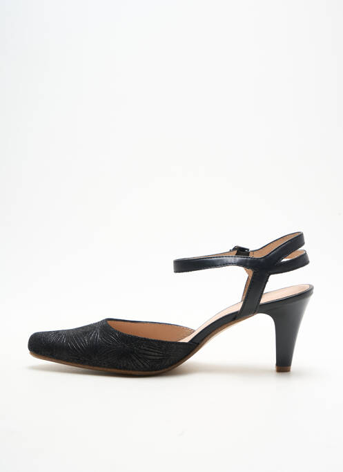 Sandales/nu pieds tissage satiné talon de 7 à 9cm noir SWEET femme