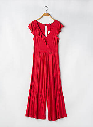 Combi-pantalon fermeture boutonnée au dos manches courtes rouge MALOKA femme