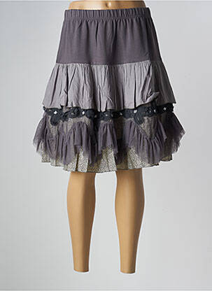 Jupe mi-longue doublure textile gris RHUM RAISIN femme