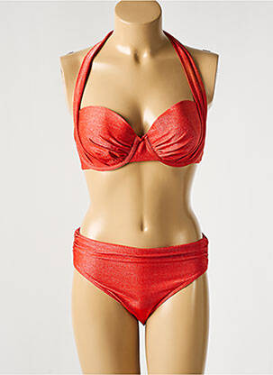 Maillot de bain 2 pièces stretch haut soutien-gorge moulé orange BLUELOBSTER femme