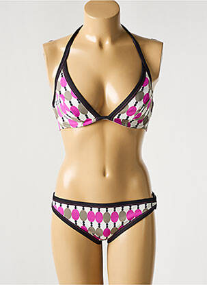 Maillot de bain 2 pièces stretch haut triangles rose JENNA DE ROSNAY femme