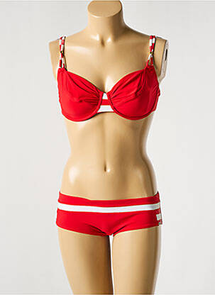 Maillot de bain 2 pièces stretch haut soutien-gorge emboitant rouge SUNFLAIR femme